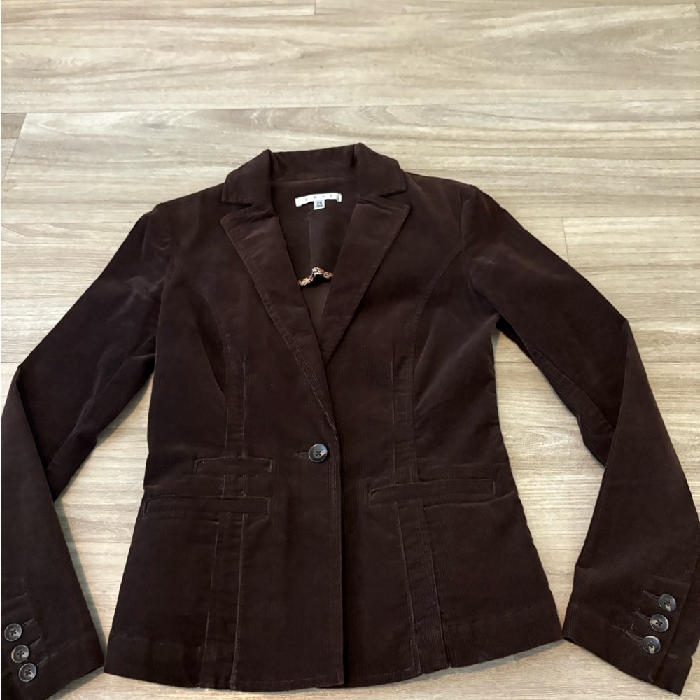 CAbi fitted Dark Brown Corduroy Blazer suit jacket xs